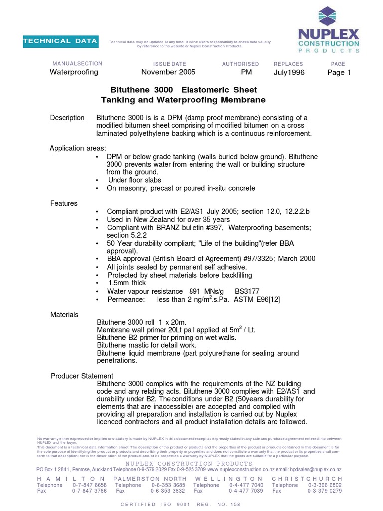 Bituthene 3000 PDF Concrete Roof