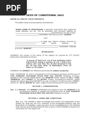 Deed of Conditional Sale