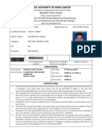 Sail Admit Card PDF