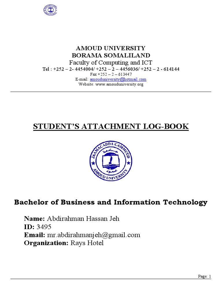 Student Attachment Logbook Guide | PDF | Waiting Staff | Invoice