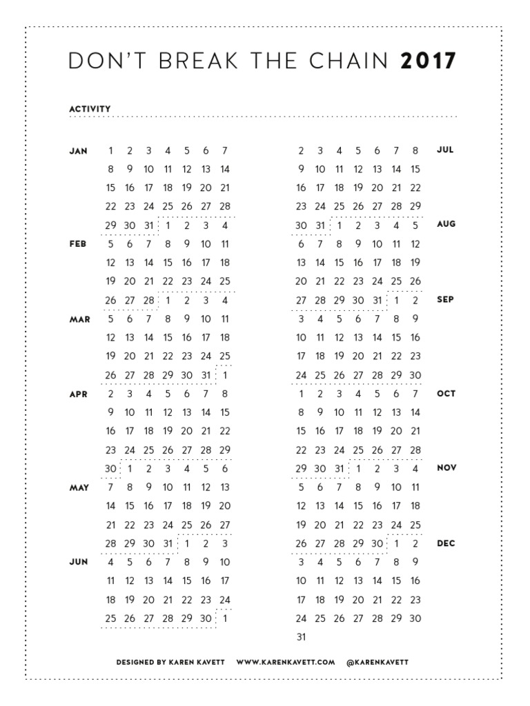 2017 Don't Break the Chain Calendar | PDF