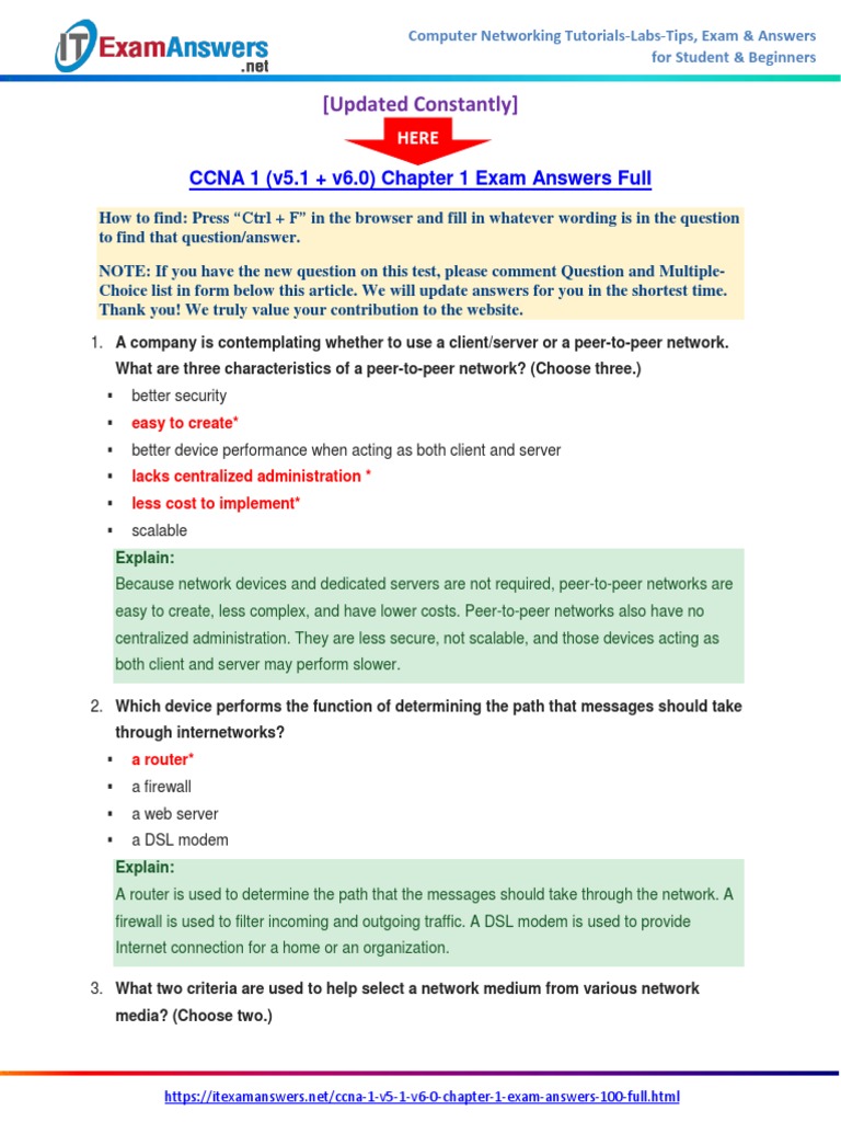 Ccna 1 Chapter 1 Exam Online