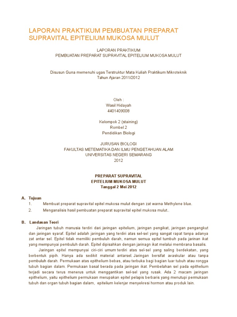 1 Laporan Praktikum Pembuatan Preparat Supravital Epitelium Mukosa