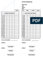 Doctors Attendance Sheet Form PDF