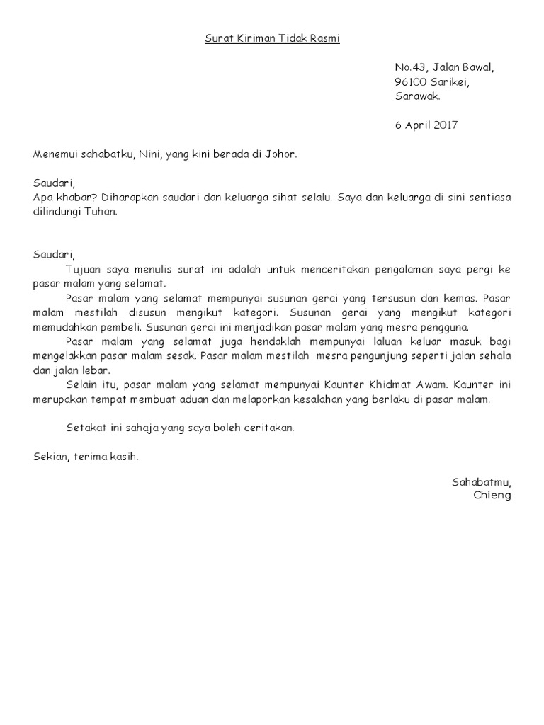 Surat Resmi Dan Surat Tidak Resmi