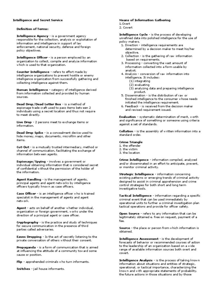 Intelligence and Counterintelligence Overview | PDF ...