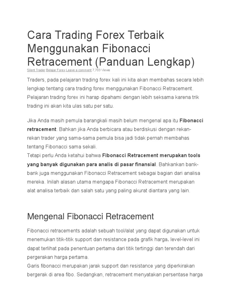 Cara Trading Forex Terbaik Menggunakan Fibonacci Retracement - 