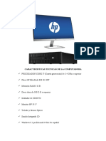 Caracteristicas Tecnicas de La Computadora