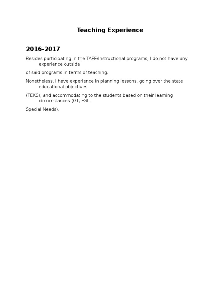 Teaching Experience | PDF