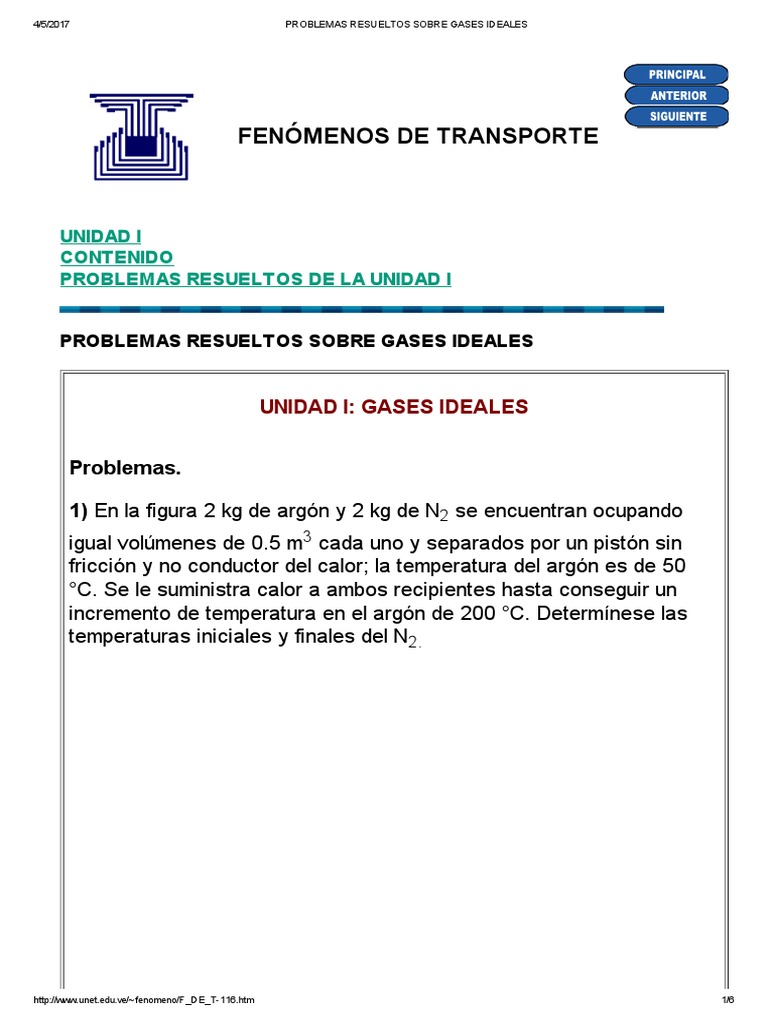 Problemas Resueltos de Gases Ideales | PDF | Gases | Temperatura