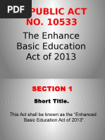 Republic Act NO. 10533: The Enhance Basic Education Act of 2013