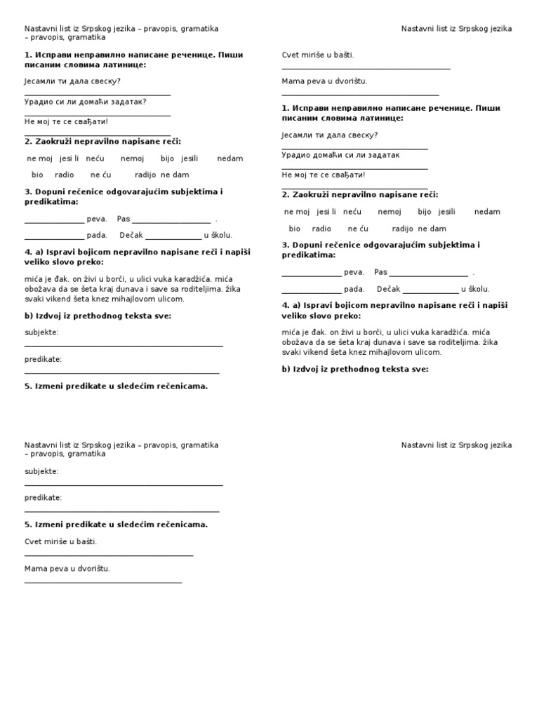 srpski jezik za drugi razred