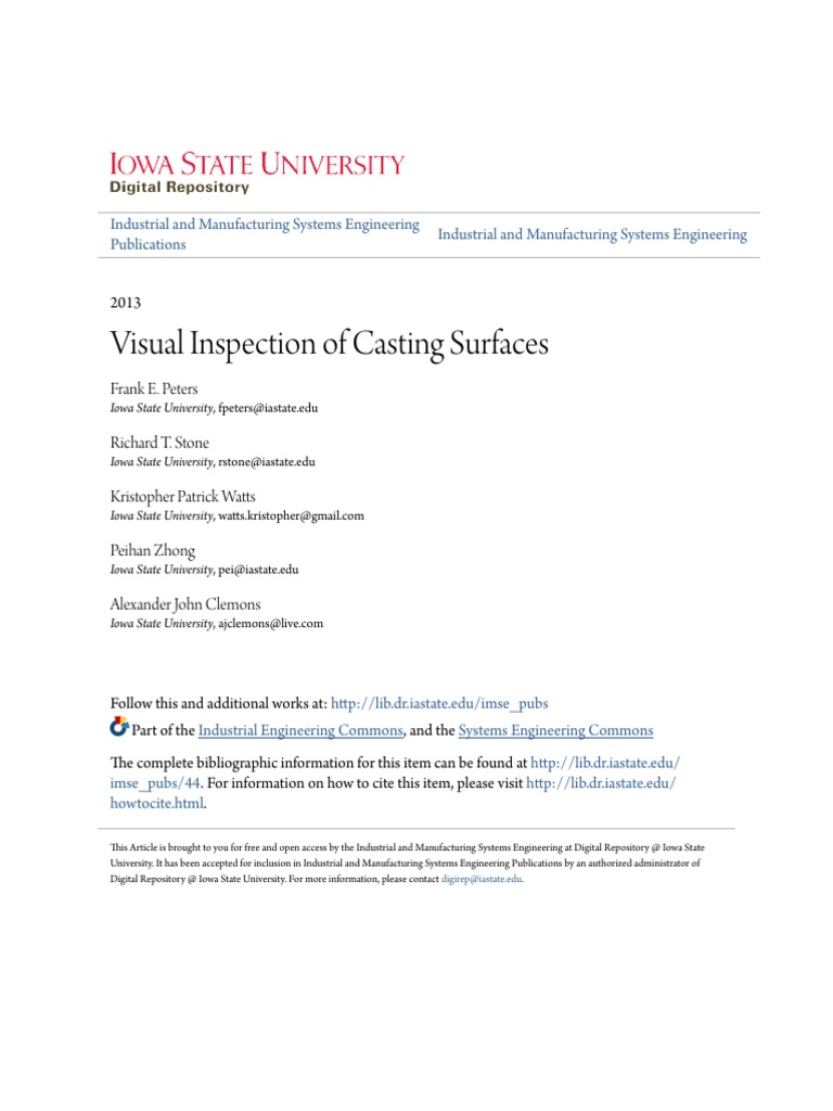 Visual Inspection of Casting Surfaces