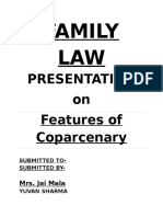Family LAW: Presentation On Features of Coparcenary