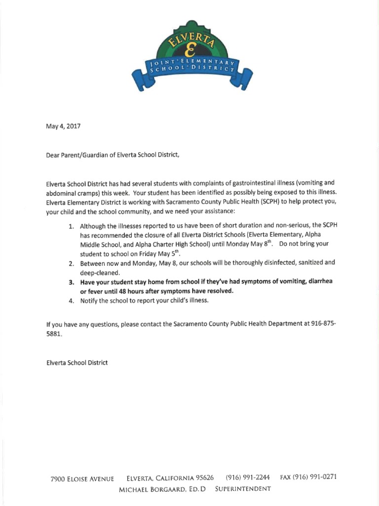 Elverta Joint Unified School District Letter