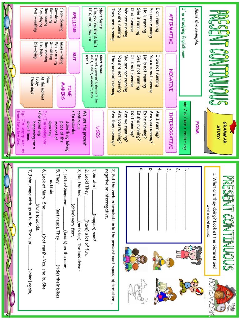 Present Continuous + Homework PDF | PDF | Onomastics | Rules