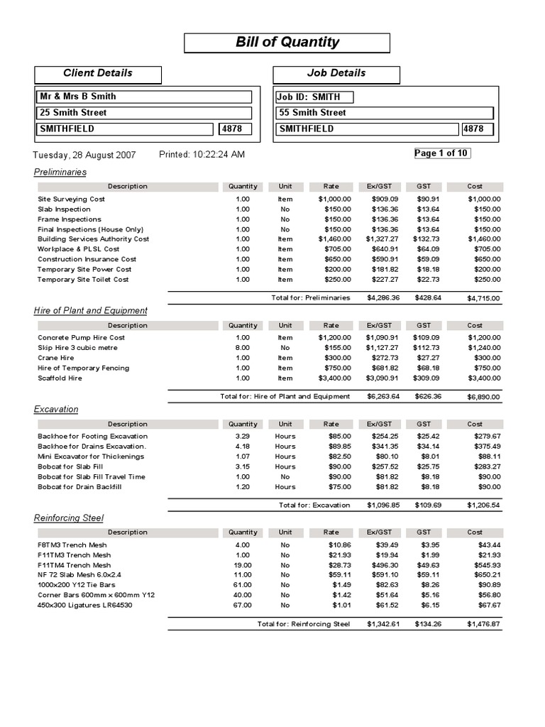 14b Estimate Bill of Quantity Roof Plumbing