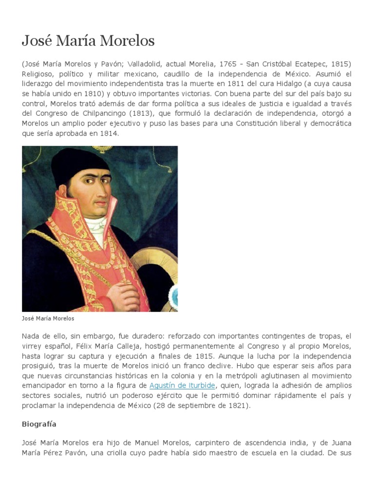 Biografia José María Morelos México Agitación