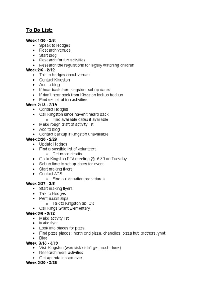 Event Planning To-Do List | PDF | Wellness