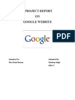 A Project Report ON Google Website: Submitted To: Submitted By: Miss Ruchi Sharma Mandeep Singh Mba 1