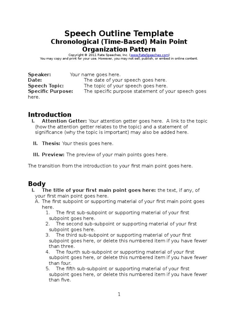 chronological speech outline