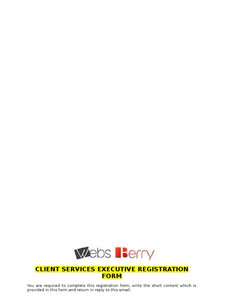 Client Services Executive Registration Form | PDF