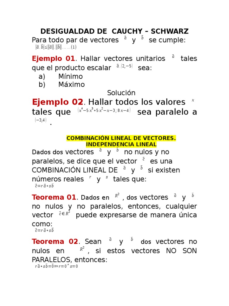 Desigualdad de Cauchy | PDF | Vector Euclidiano | Espacio vectorial