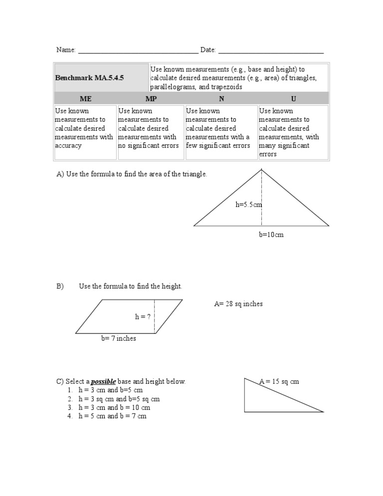 Calculate Triangle and Shape Areas | PDF | Measurement | Area