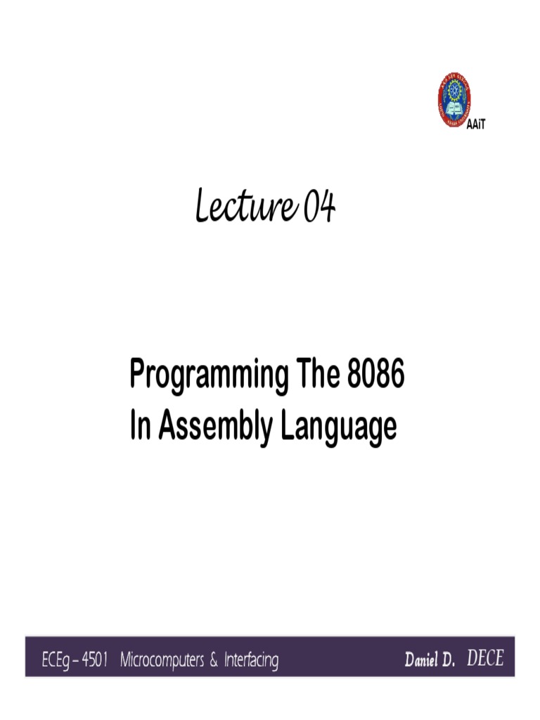 Lecture05 - 8086 Assembly | PDF | Instruction Set | Assembly Language