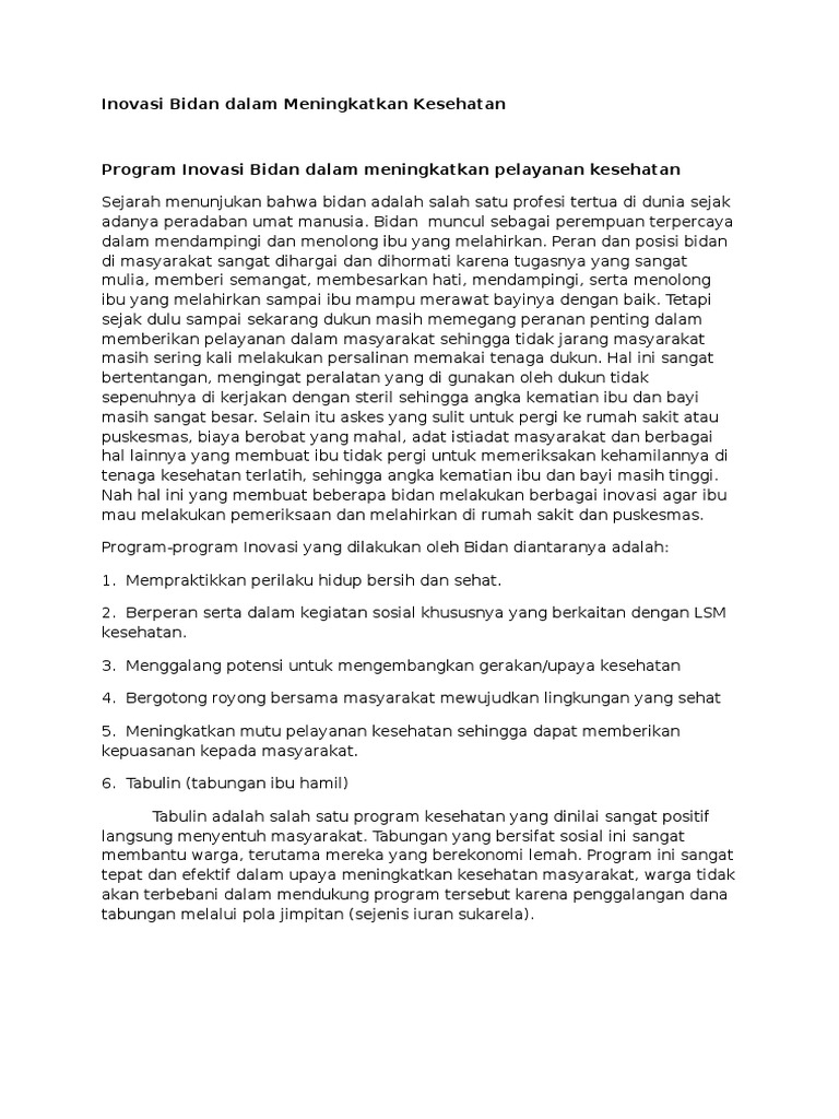 Inovasi Bidan Dalam Meningkatkan Kesehatan