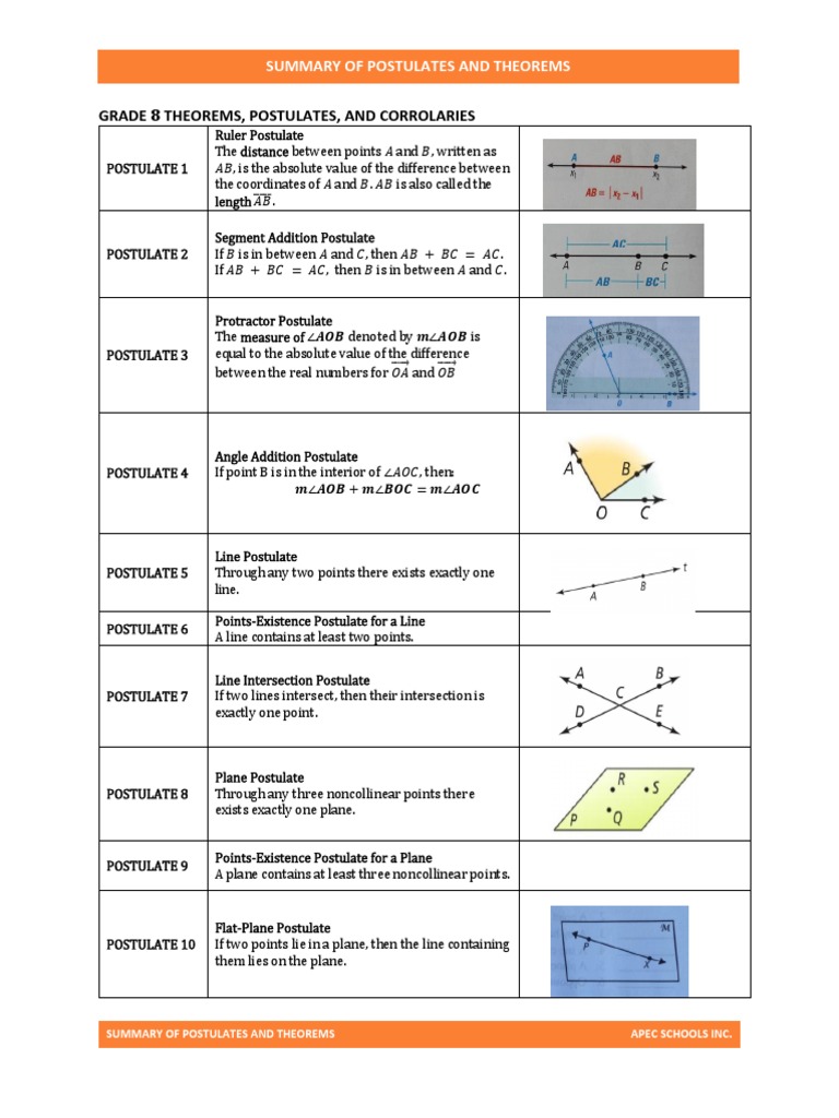 HandOut Postulates and Theorems PDF Triangle Perpendicular