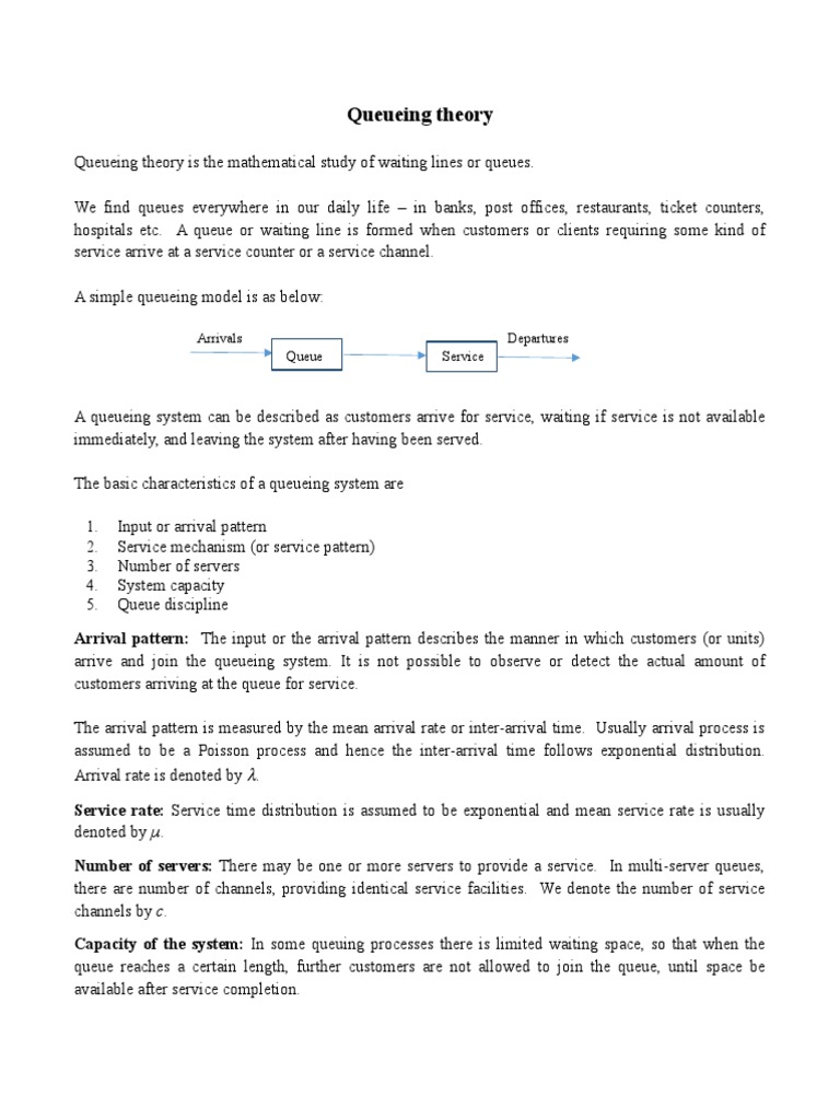 Overview of M/M/1 Queueing Theory | PDF | Statistical Theory | Teaching ...