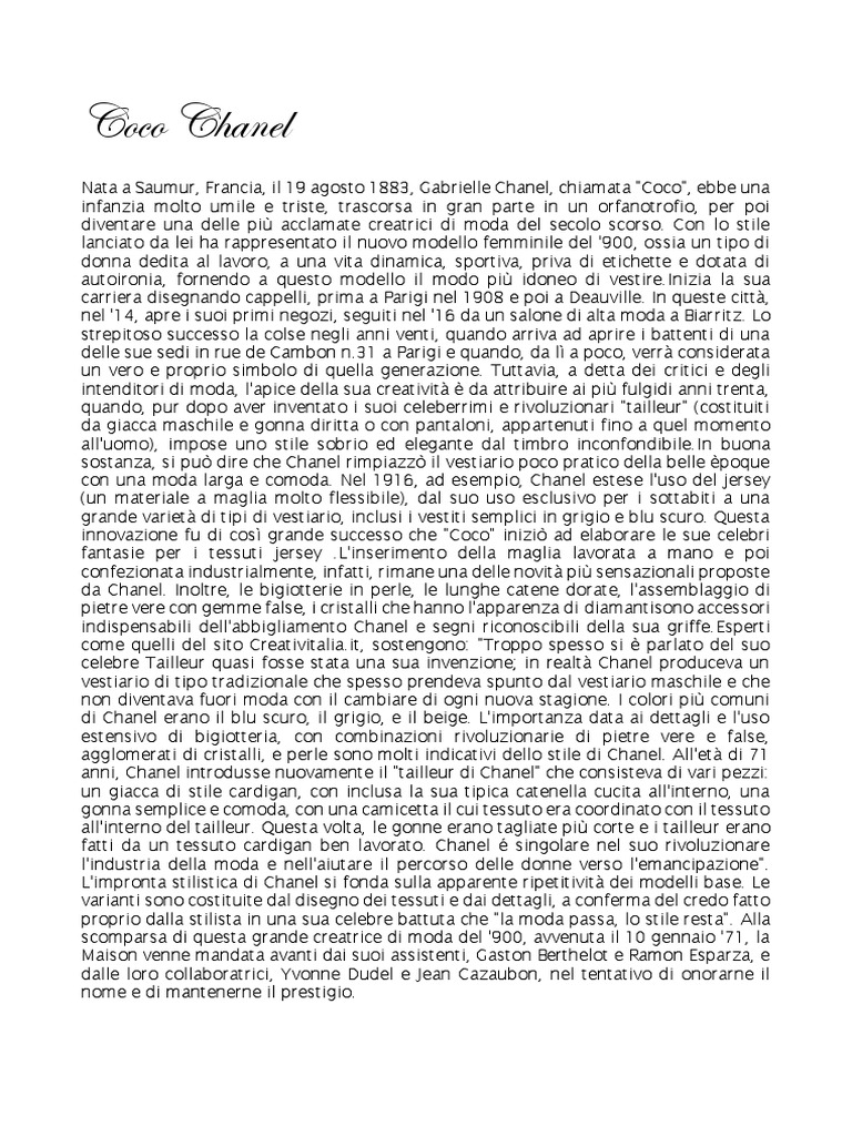 Extended essay on coco chanel picture