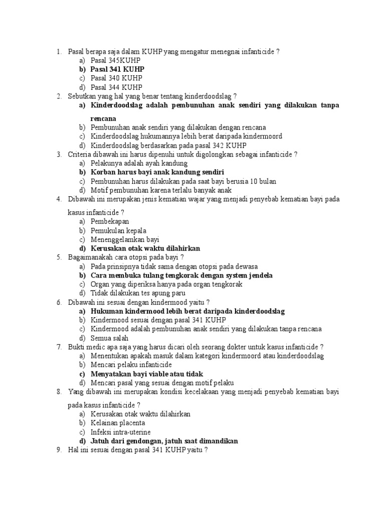 Soal Pilihan Ganda Hukum Pidana Guru Paud