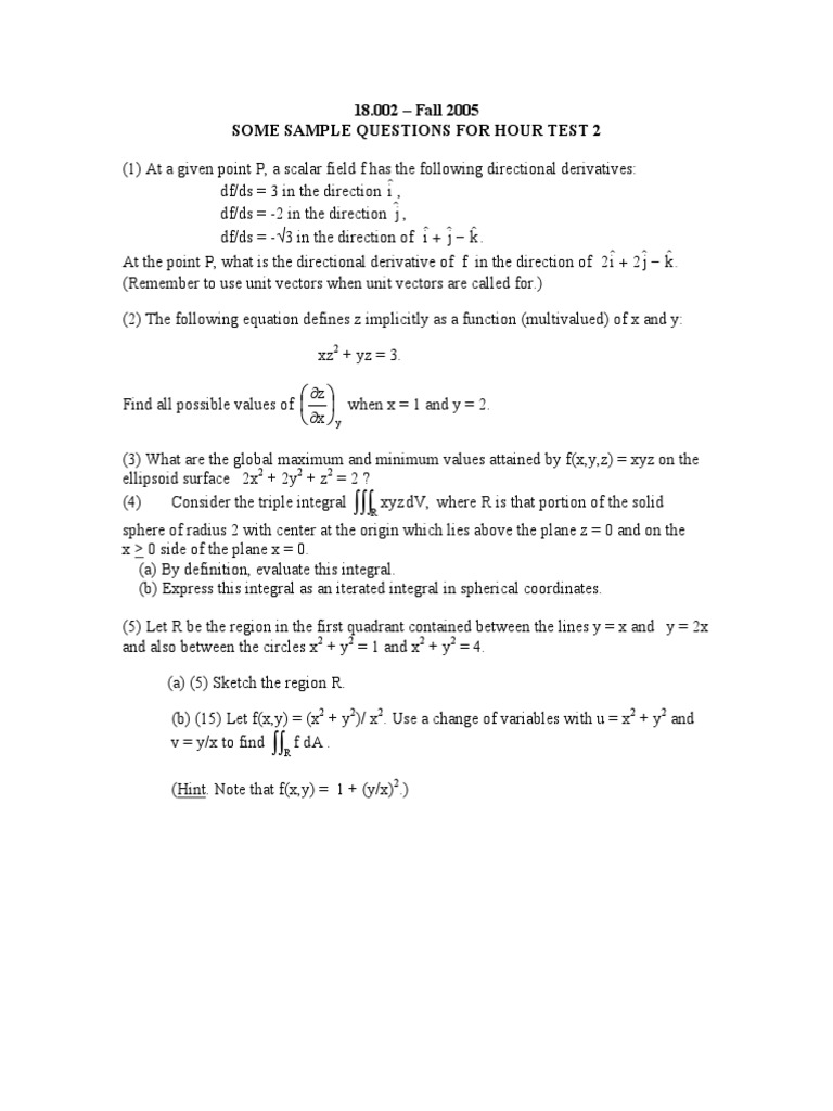 Advanced Calculus Exam Prep | PDF