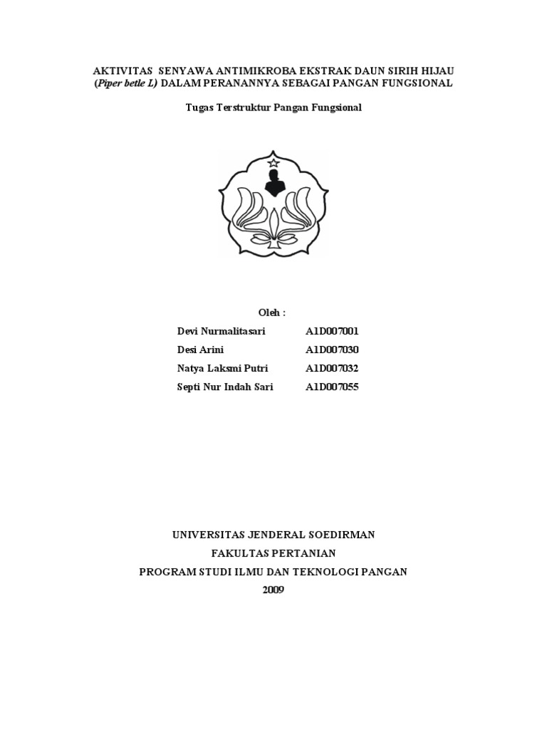 AKTIVITAS SENYAWA ANTIMIKROBA EKSTRAK DAUN SIRIH HIJAU