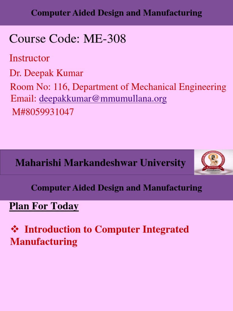 CAD CAM CIM Systems | PDF | Computer Aided Design | Production And ...