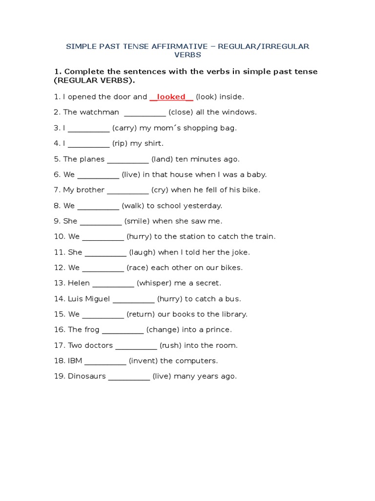 Simple Past Tense Affirmative