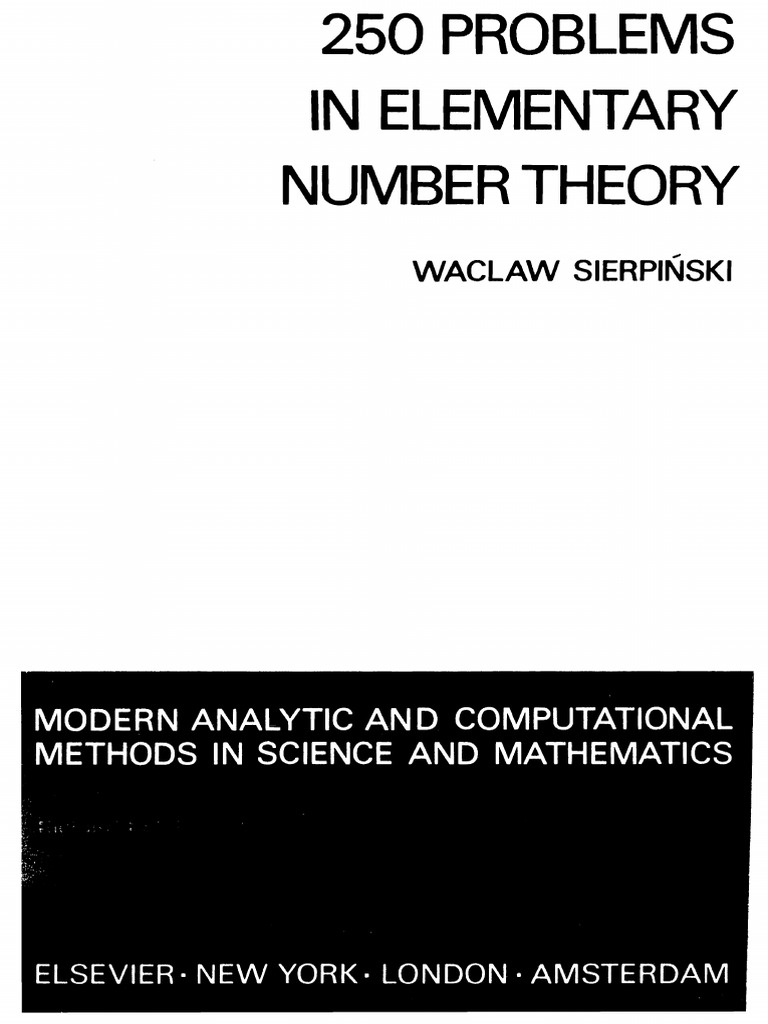 250 Problems in Elementary Number Theory - Sierpinski (1970) PDF | PDF ...