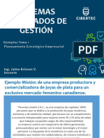 Ejemplos componentes Planeamiento Estratégico Empresarial