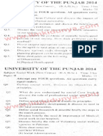 Past Paper Punjab University 2014 BA Social Work English Version