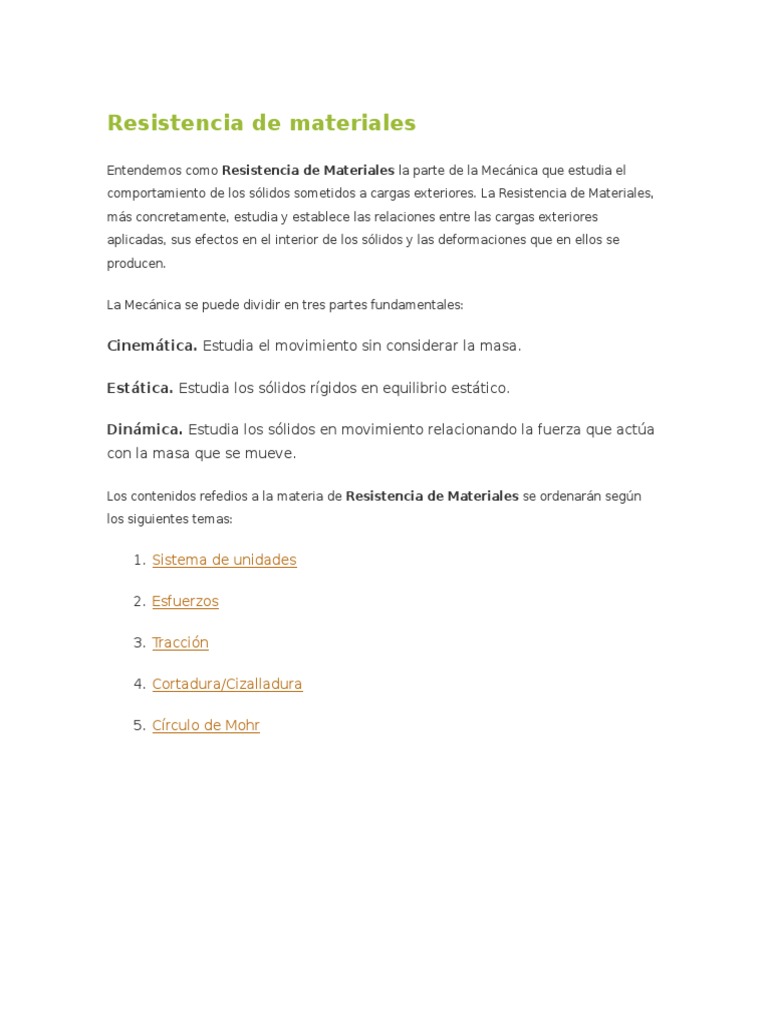 Resistencia de Materiales | PDF