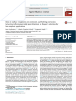 Role of Surface Roughness On Corrosion