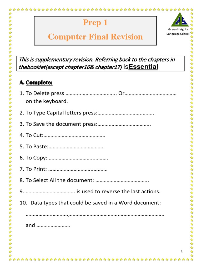 Computer Revision Prep 1