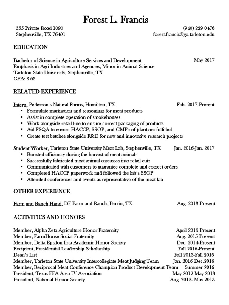 Forest Resume PDF PDF