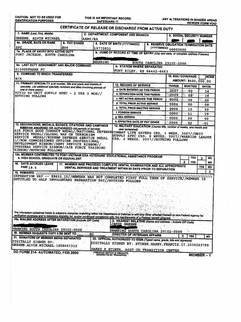 Military Discharge Certificate | PDF | Science & Mathematics ...