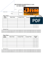 Basketball Score Sheet