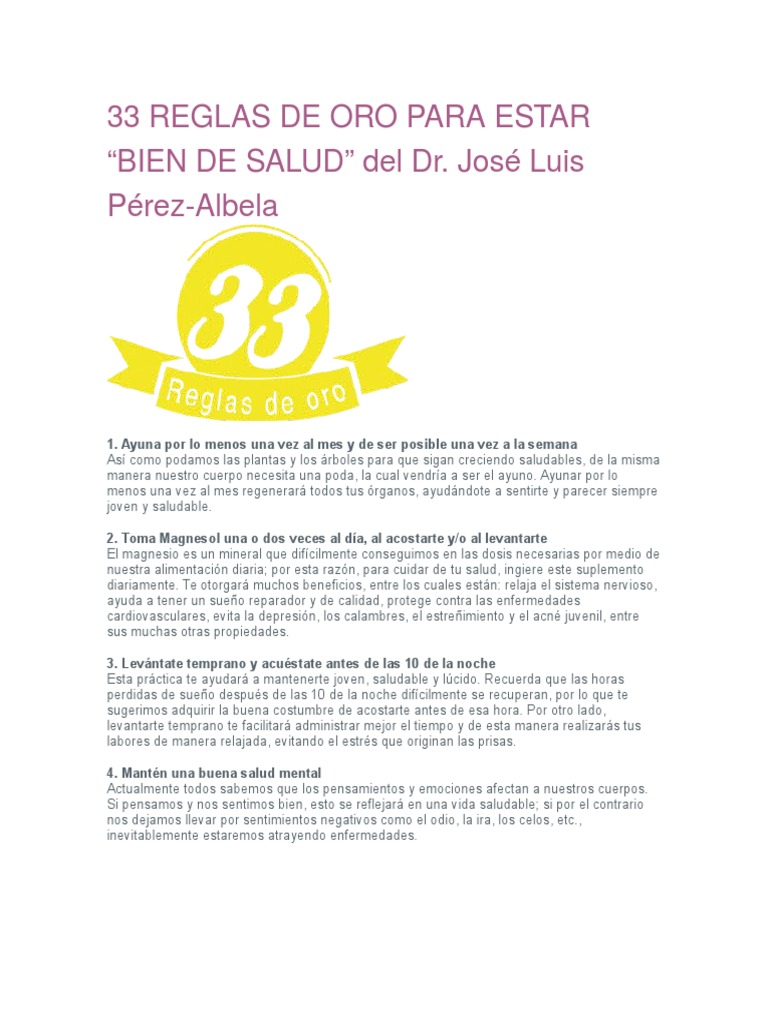 33 Reglas de Oro para la Salud | PDF | Alimentos | Petróleo