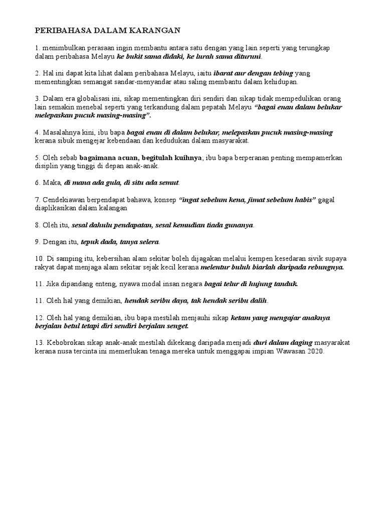 Peribahasa Dalam Karangan Pdf