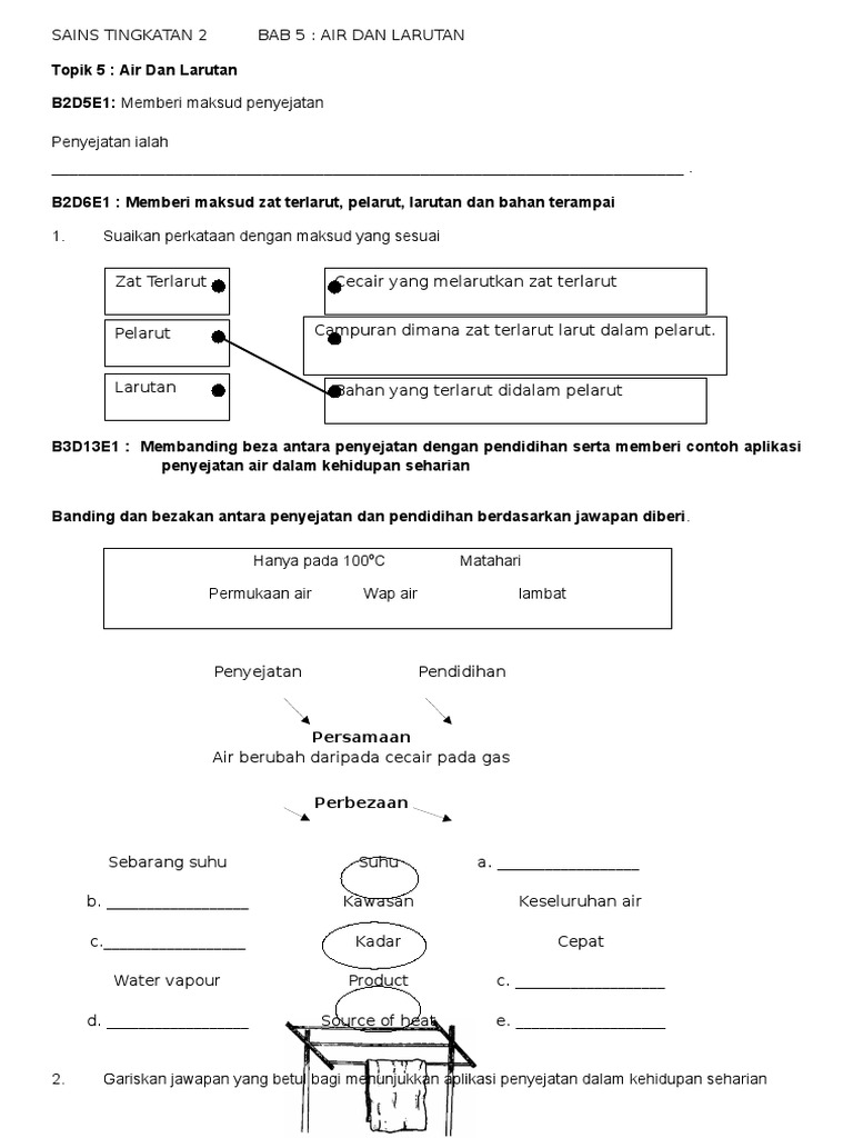 Sains Tingkatan 2 Soalan Bab Air Dan Larutan Serta Jawapan  malaowesx